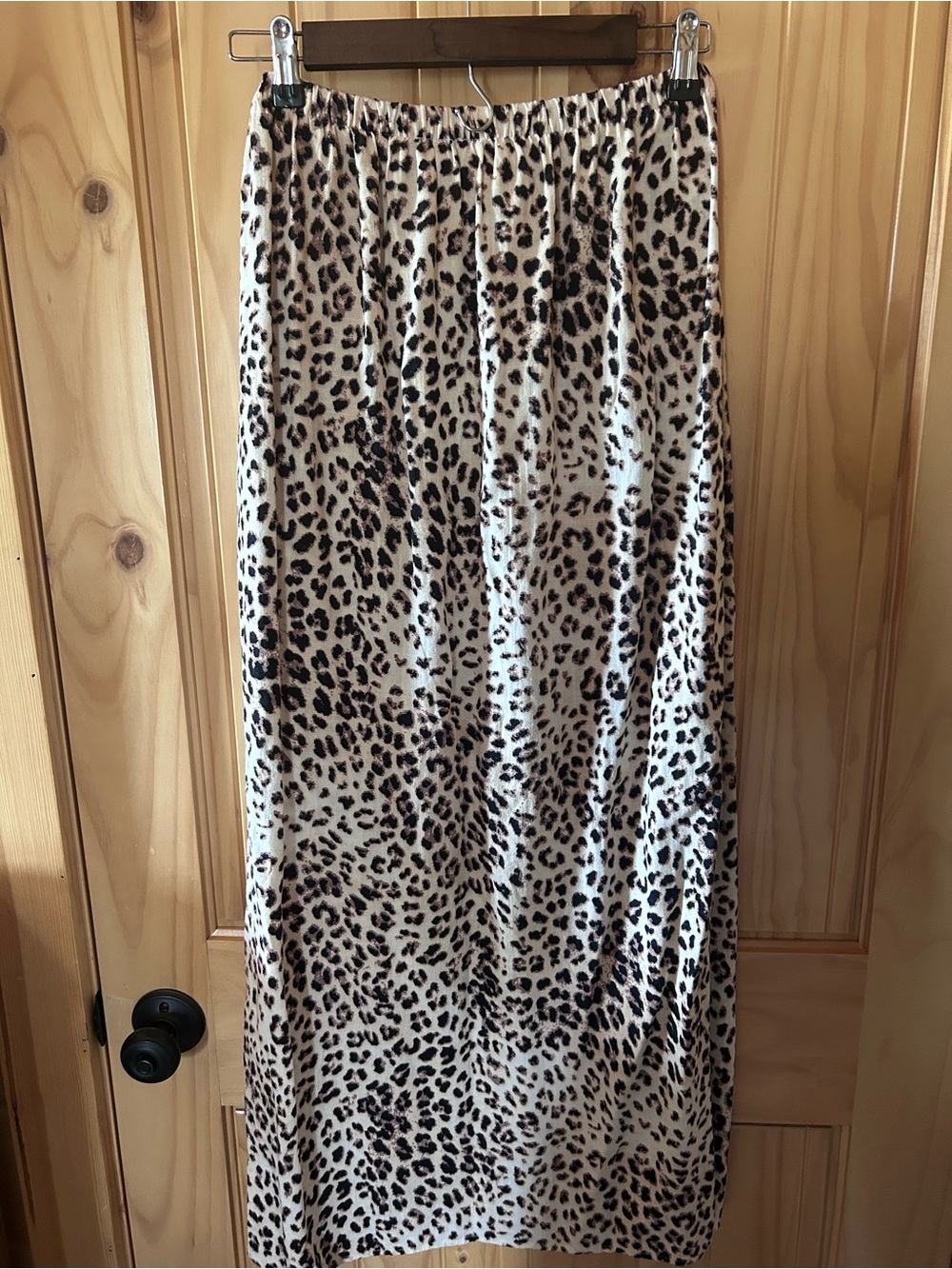 Leopard Print Maxi Skirt in Cream and Black